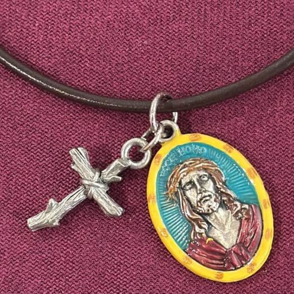 Ecce Homo Jesus Medal Necklace | Crown of Thorns | Catholic Pendant